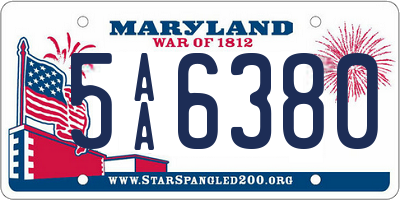 MD license plate 5AA6380