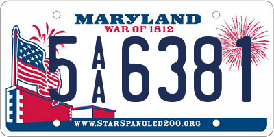 MD license plate 5AA6381