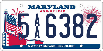 MD license plate 5AA6382