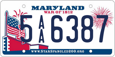 MD license plate 5AA6387