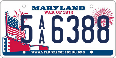 MD license plate 5AA6388