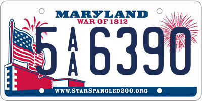 MD license plate 5AA6390