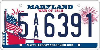 MD license plate 5AA6391