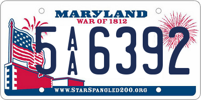 MD license plate 5AA6392