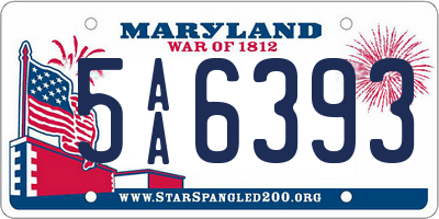 MD license plate 5AA6393