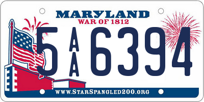 MD license plate 5AA6394