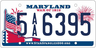 MD license plate 5AA6395