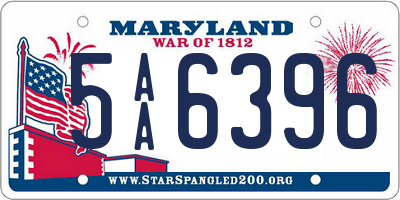 MD license plate 5AA6396