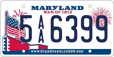 MD license plate 5AA6399
