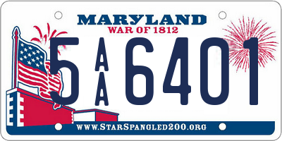 MD license plate 5AA6401