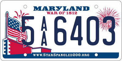 MD license plate 5AA6403