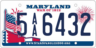 MD license plate 5AA6432