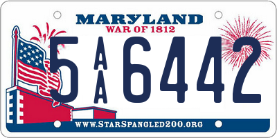 MD license plate 5AA6442