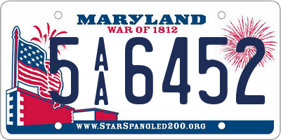 MD license plate 5AA6452