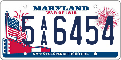 MD license plate 5AA6454