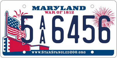 MD license plate 5AA6456