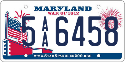 MD license plate 5AA6458