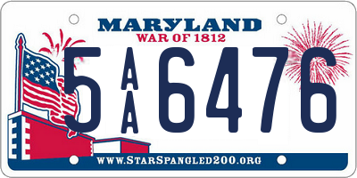 MD license plate 5AA6476