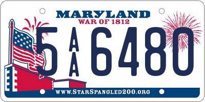 MD license plate 5AA6480