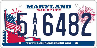 MD license plate 5AA6482