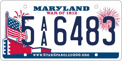 MD license plate 5AA6483