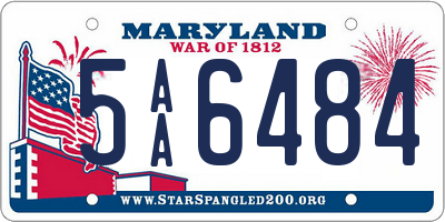 MD license plate 5AA6484