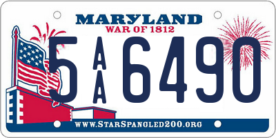 MD license plate 5AA6490