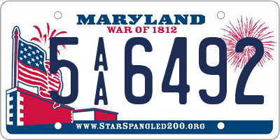 MD license plate 5AA6492