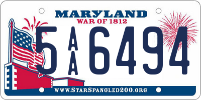 MD license plate 5AA6494