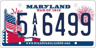 MD license plate 5AA6499