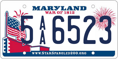 MD license plate 5AA6523