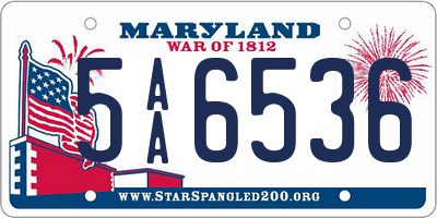 MD license plate 5AA6536