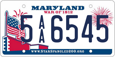MD license plate 5AA6545