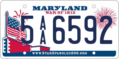 MD license plate 5AA6592