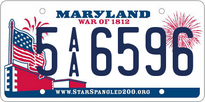 MD license plate 5AA6596