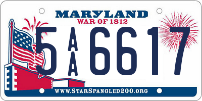 MD license plate 5AA6617
