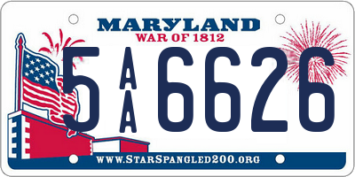 MD license plate 5AA6626