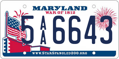 MD license plate 5AA6643