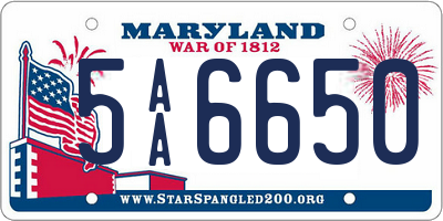 MD license plate 5AA6650