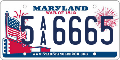 MD license plate 5AA6665