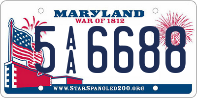 MD license plate 5AA6688
