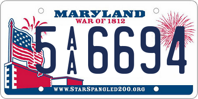 MD license plate 5AA6694