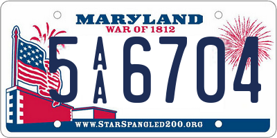 MD license plate 5AA6704