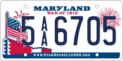MD license plate 5AA6705