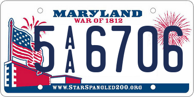 MD license plate 5AA6706