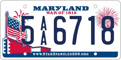 MD license plate 5AA6718