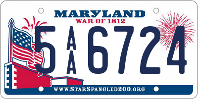 MD license plate 5AA6724