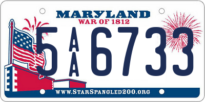 MD license plate 5AA6733