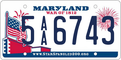 MD license plate 5AA6743