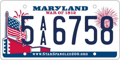 MD license plate 5AA6758